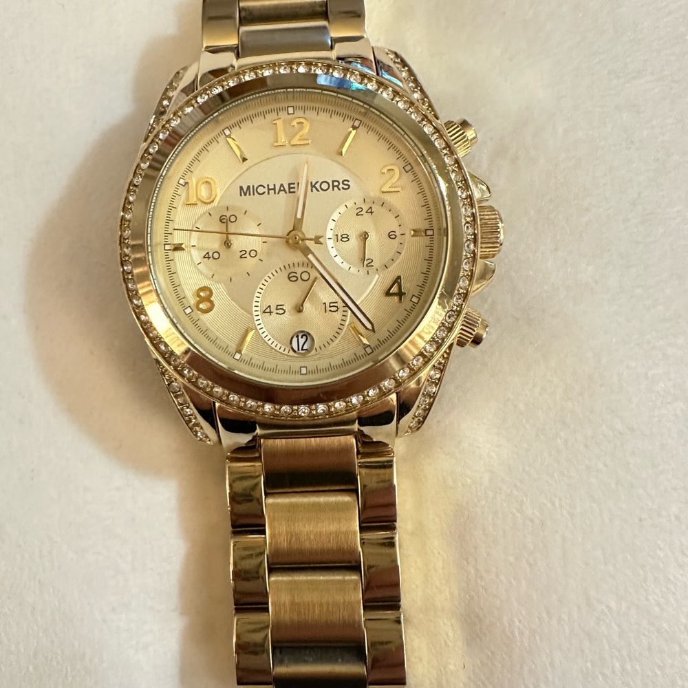 Michael Kors Gold-Tone Watch with Crystal Details